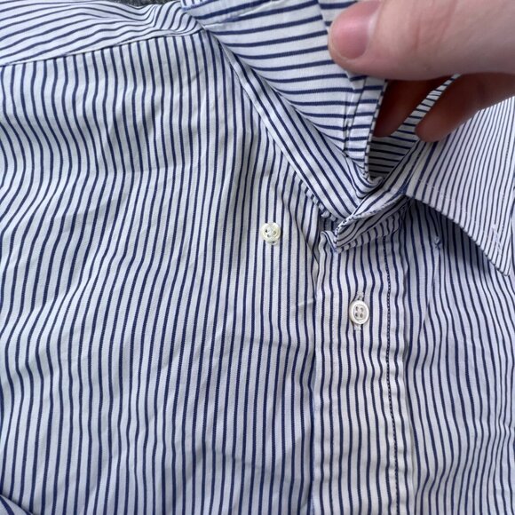 Gitman Bros Button Up Shirt Blue White Striped Fashion Post Louisville 17 35 - Picture 10 of 12
